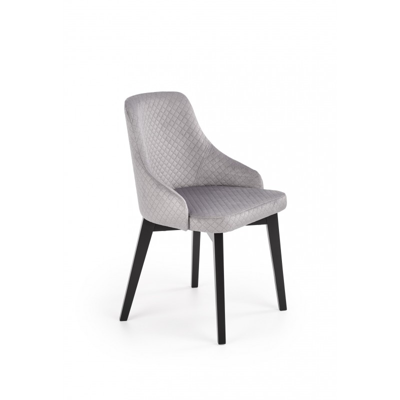 TOLEDO 3 krzesło czarny / tap. velvet pikowany Karo 4 - MONOLITH 85 (jasny popiel) 