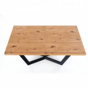 MASSIVE stół rozkładany 160-250x90x77 cm jasny dąb/czarny 