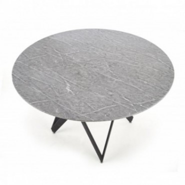 GUSTIMO stół okrągły, blat - popielaty marmur, stelaż - czarny 
