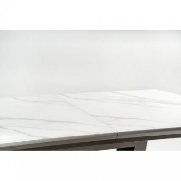 BLANCO stół rozkładany blat - biały marmur / biały, noga - biały 