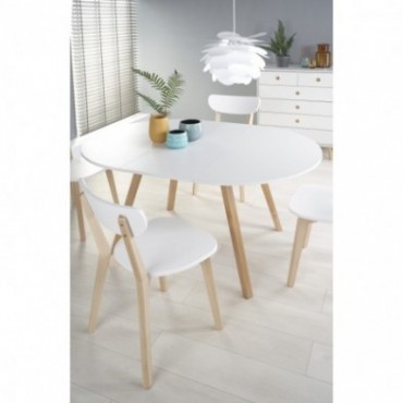 RUBEN stół kolor blat - biały, nogi - dąb miodowy (102-142x102x75 cm) 