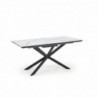 DIESEL stół rozkładany blat - biały marmur / c. popiel, nogi - czarny 