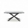 DIESEL stół rozkładany blat - biały marmur / c. popiel, nogi - czarny 
