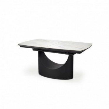 OSMAN stół rozkładany, biały marmur / czarny 