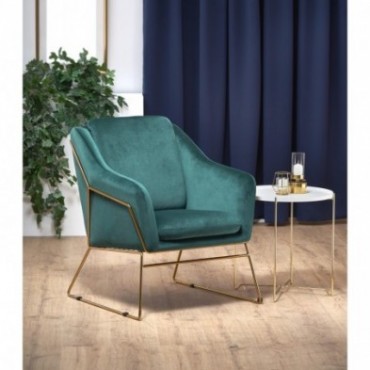 SOFT 3 fotel wypoczynkowy złoty stelaż, ciemny zielony 