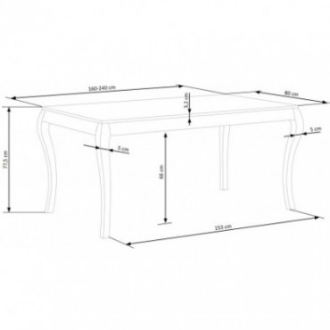 WINDSOR stół rozkładany 160-240x90x76 cm kolor ciemny dąb/czarny 