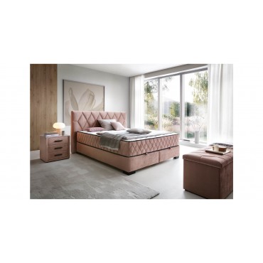 Łóżko kontynentalne Reve 180x200 z pojemnikiem różowe