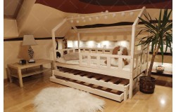 Łóżko domek Bella z Barierkami, Szufladą i drugim spaniem
