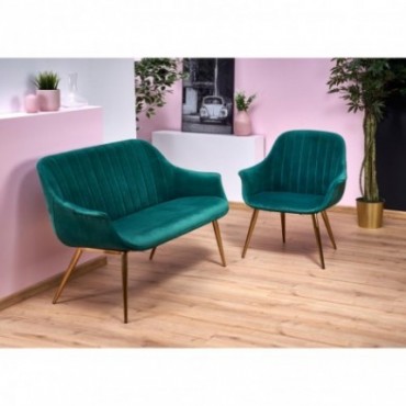 ELEGANCE 2 XL sofa tapicerka - ciemny zielony, nogi - złote 